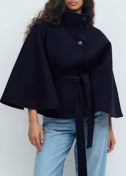 Damen Wendejacke Warm Hochkragen Bindegürtel Eveloria