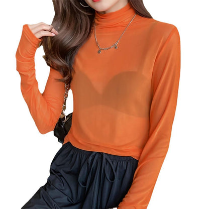 Damen Turtleneck-Pullover Durchsichtig Eveloria