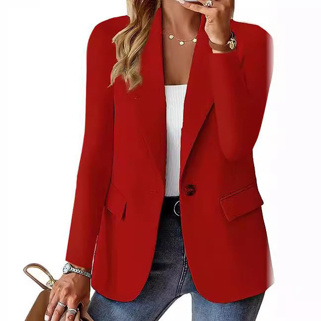 Damen Blazer Elegant Casual Modern mit Taschen Beige