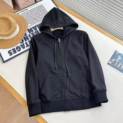 Damen Kapuzenjacke Strukturdesign Durchgehender Reißverschluss