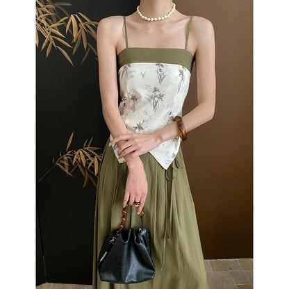 Damen Maxikleid Florales Oberteil Tiefes Rückenausschnitt