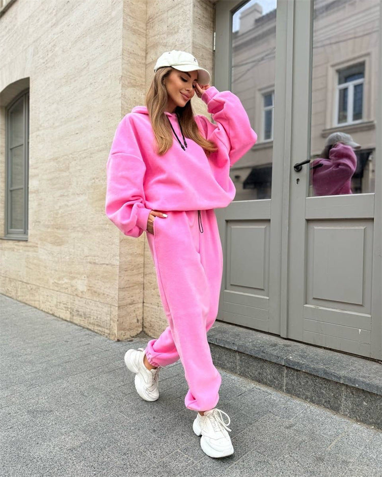 Damen Fleece-Loungewear-Set mit Kapuze Weit Eveloria