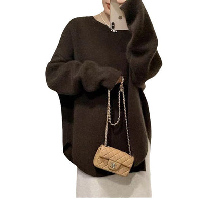 Damen Oversized Pullover Weiches Material Beige