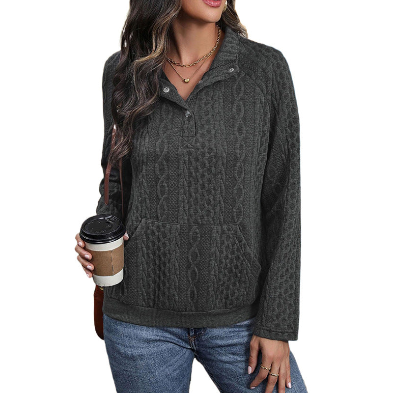 Damen Pullover Hochkragen Strukturiert Eveloria