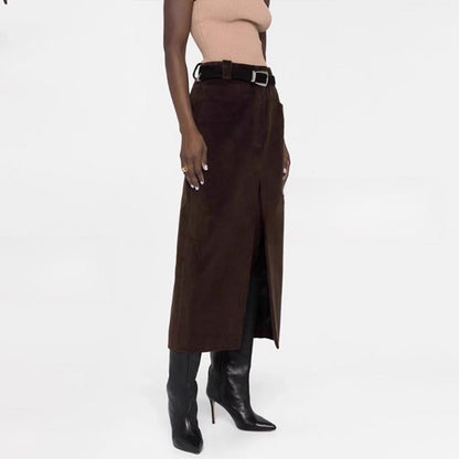 Damen Cordrock Lang Hohem Schlitz Eveloria