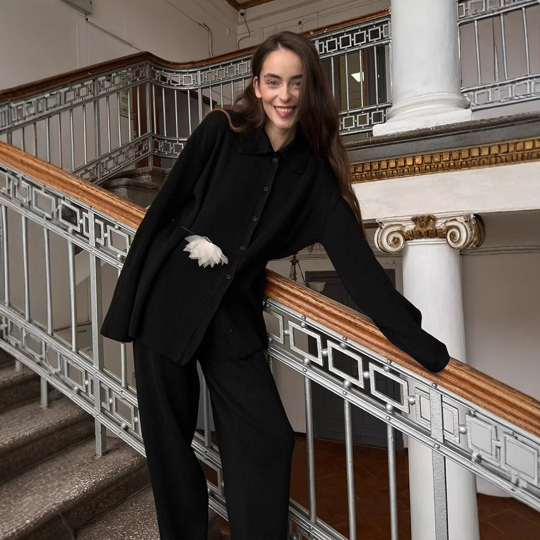 Damen Strickoberteil Rippmuster