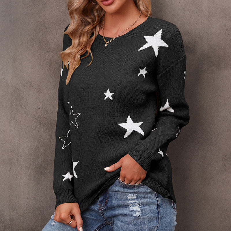 Damen Strickpullover Sternenmuster Lässig Eveloria - Eveloria