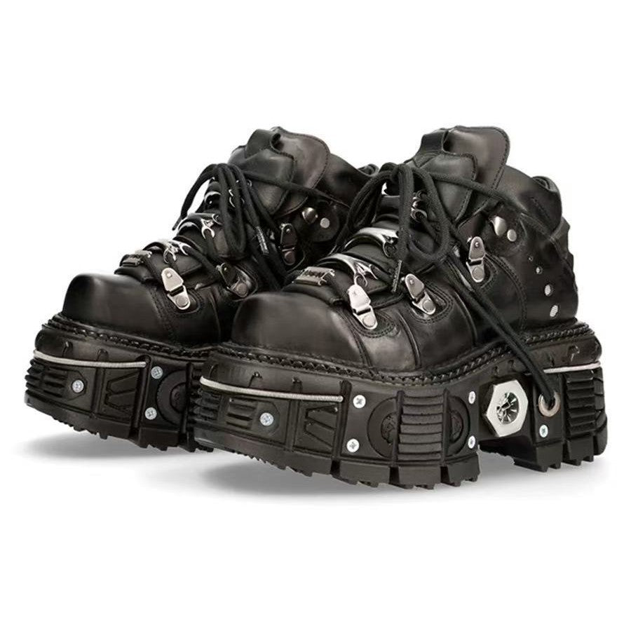 Damen High- Stiefel Robuste Gummisohle Schwarz Eveloria - Eveloria