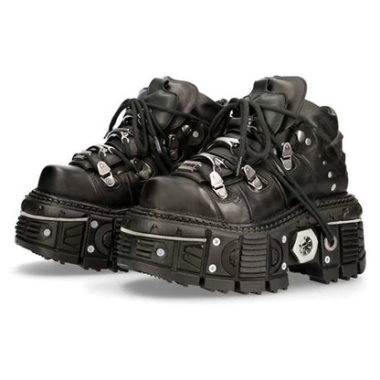 Damen High- Stiefel Robuste Gummisohle Schwarz Eveloria - Eveloria