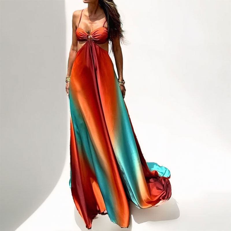 Damen Maxikleid Cut-Out-Design Farbverlauf Eveloria