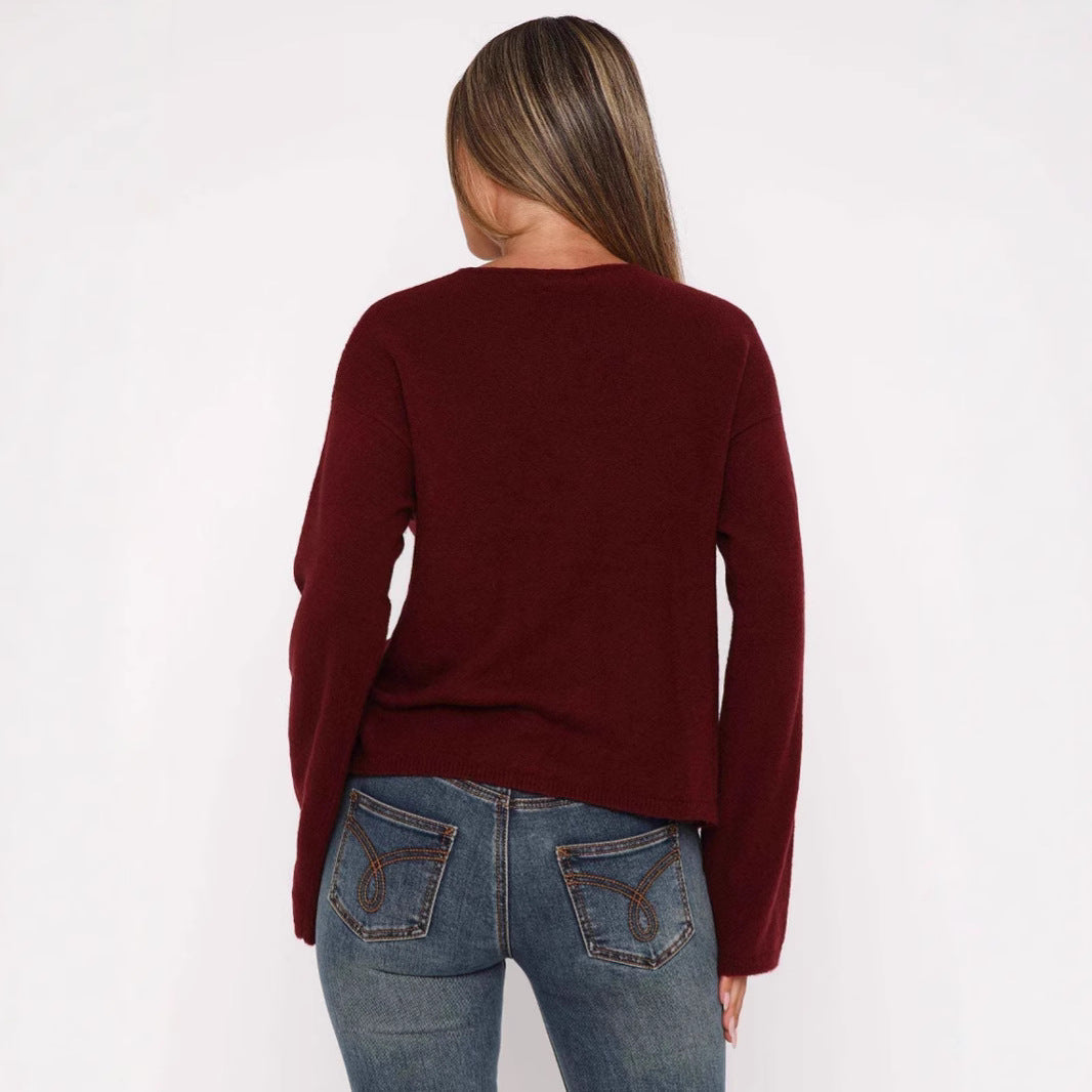 Damen Cardigan Modisch Schnüren Design Übergroße Ärmel
