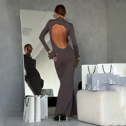 Damen Abendkleid Langärmlig Figurbetont Eveloria