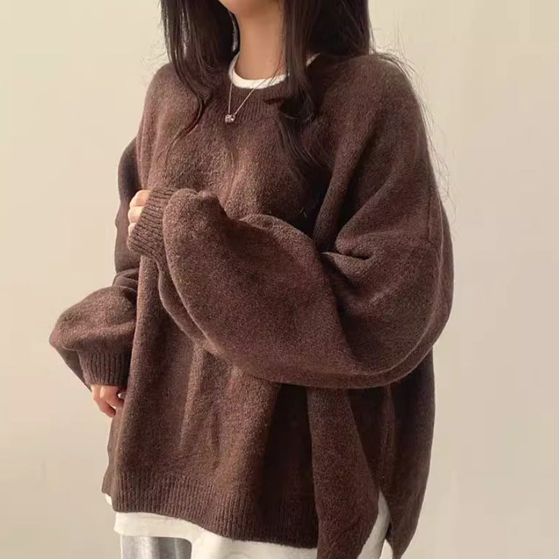 Damen Oversized Strickpullover Weite Ärmel Lässiger Schnitt