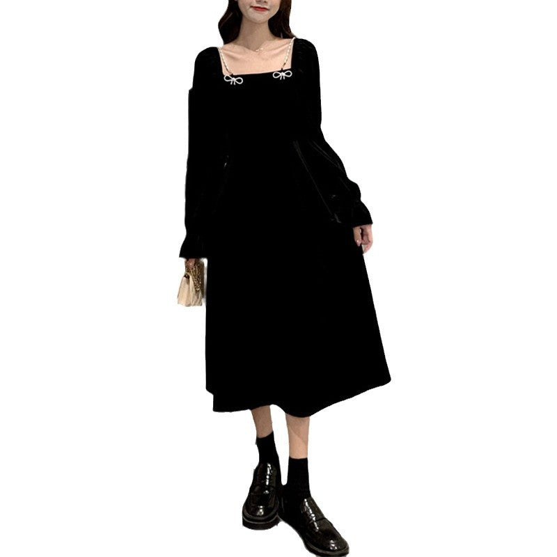 Damen Maxikleid Samt Rüschendetails Eveloria