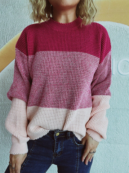 Damen Strickpullover Großmuster Moderner Schnitt Eveloria