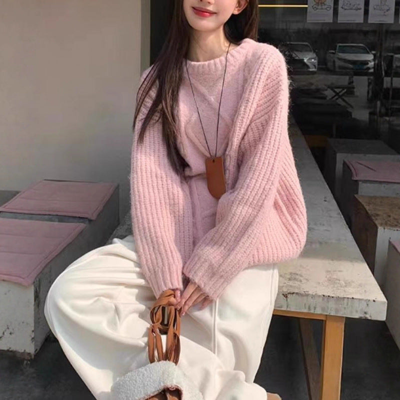 Damen Oversized Pullover Feinstrick Weich Grau