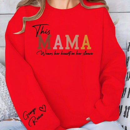 Damen Sweatshirt Mama Aufdruck Bequem Grau Eveloria