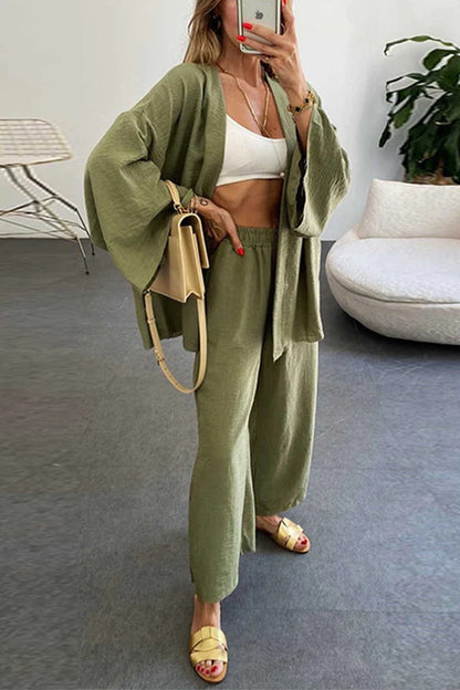 Damen Lounge-Set Weite Ärmel Elastischer Bund Bequem