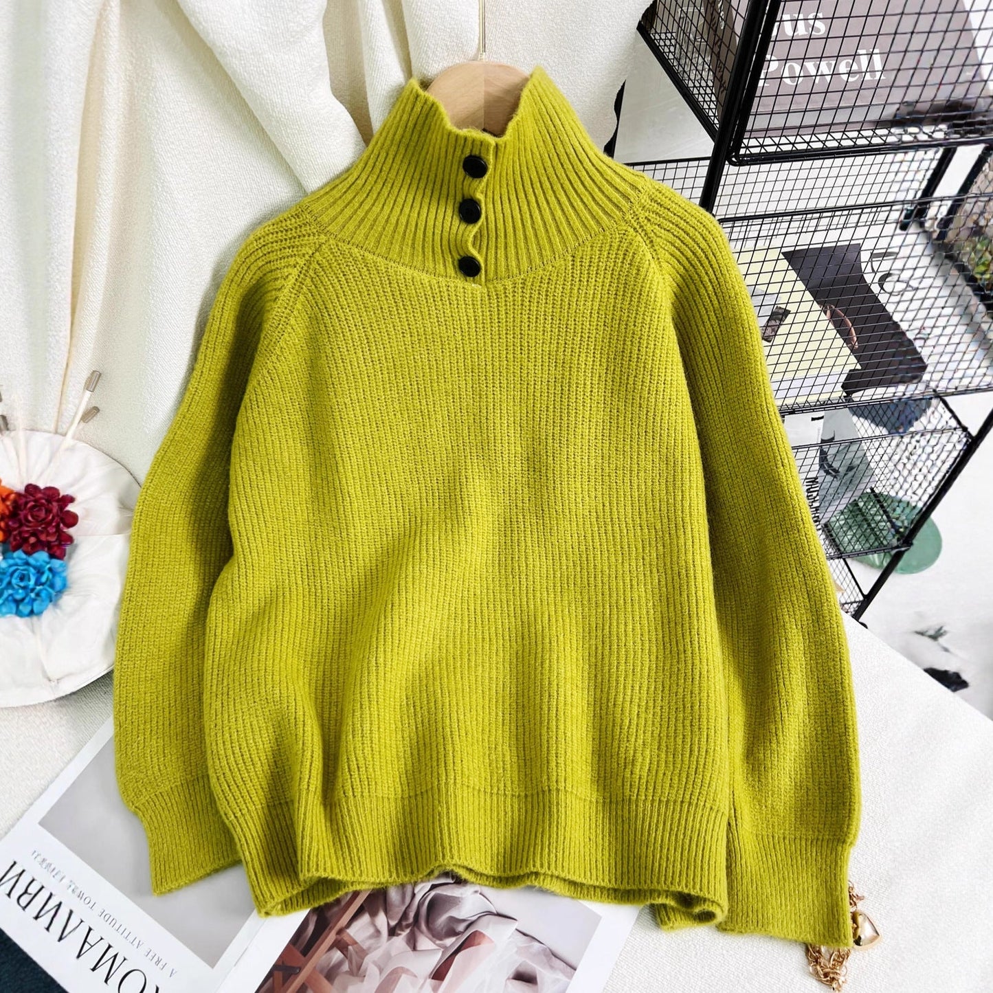 Damen Rollkragenpullover Weiches Strickmaterial Warm Eveloria