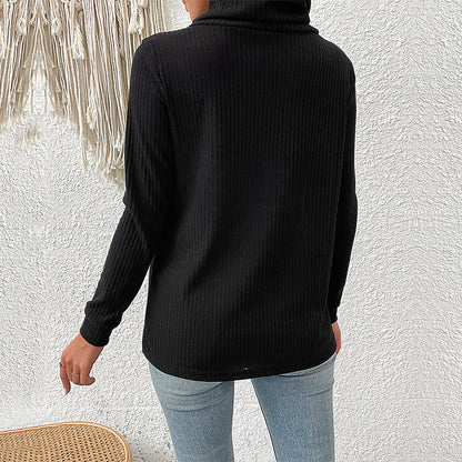 Damen Strickpullover Asymmetrisch Hochgeschlossener Kragen Beige