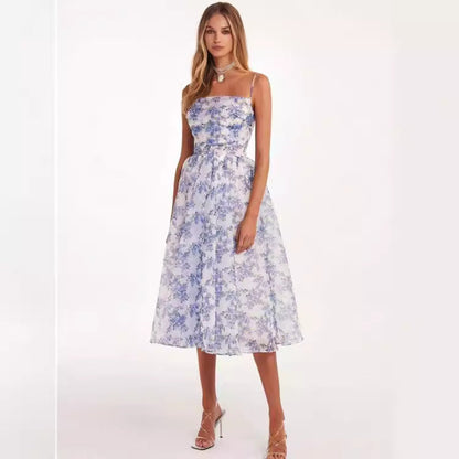 Damen Midi-Kleid Florale Spitze Schwingrock - Eveloria