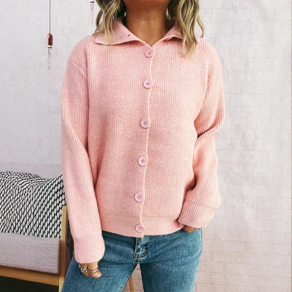 Damen Strickjacke mit Kragen und Knöpfen Eveloria