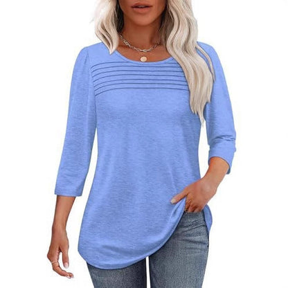 Damen Langarmshirt Plissee-Details Eveloria