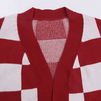 Damen Strickjacke Karomuster Eveloria