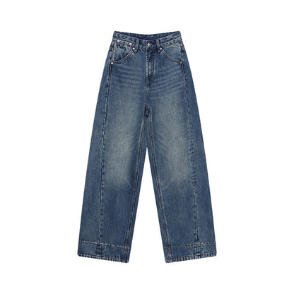 Damen Jeansjacke Lässig Kontrastkragen Große Taschen Blau Eveloria