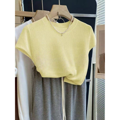 Damen Strickshirt Kurzarm Eveloria
