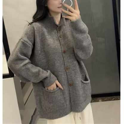 Damen Strickjacke Kuschelig Mit Taschen Grau Eveloria