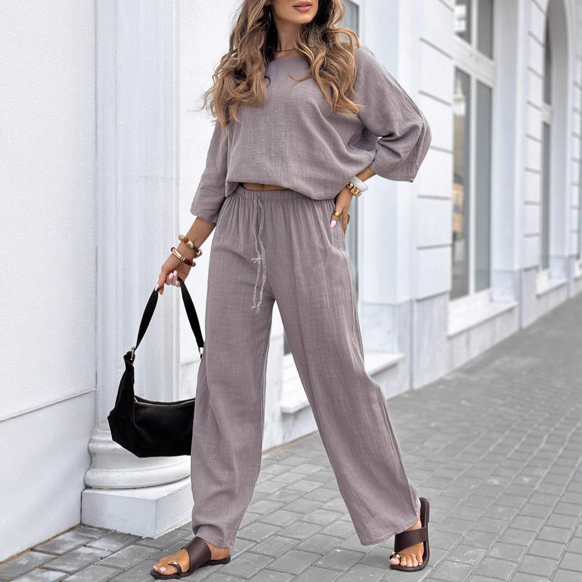 Damen Zweiteiliges Set aus Luftigem Stoff mit Elegantem Oberteil und - Eveloria
