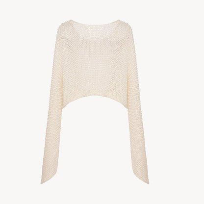 Damen Strickpullover Cropped Weite Passform Beige