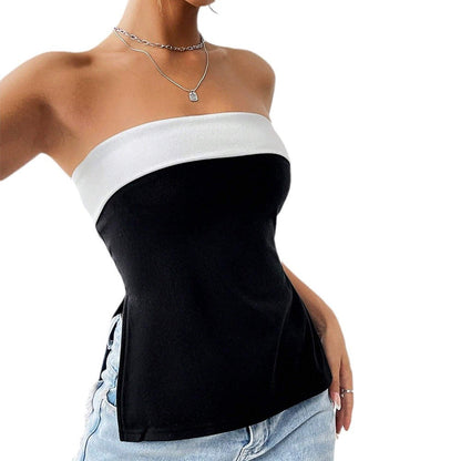 Damen Trägertop Figurbetonend Silhouette Kontrastdesign Eveloria
