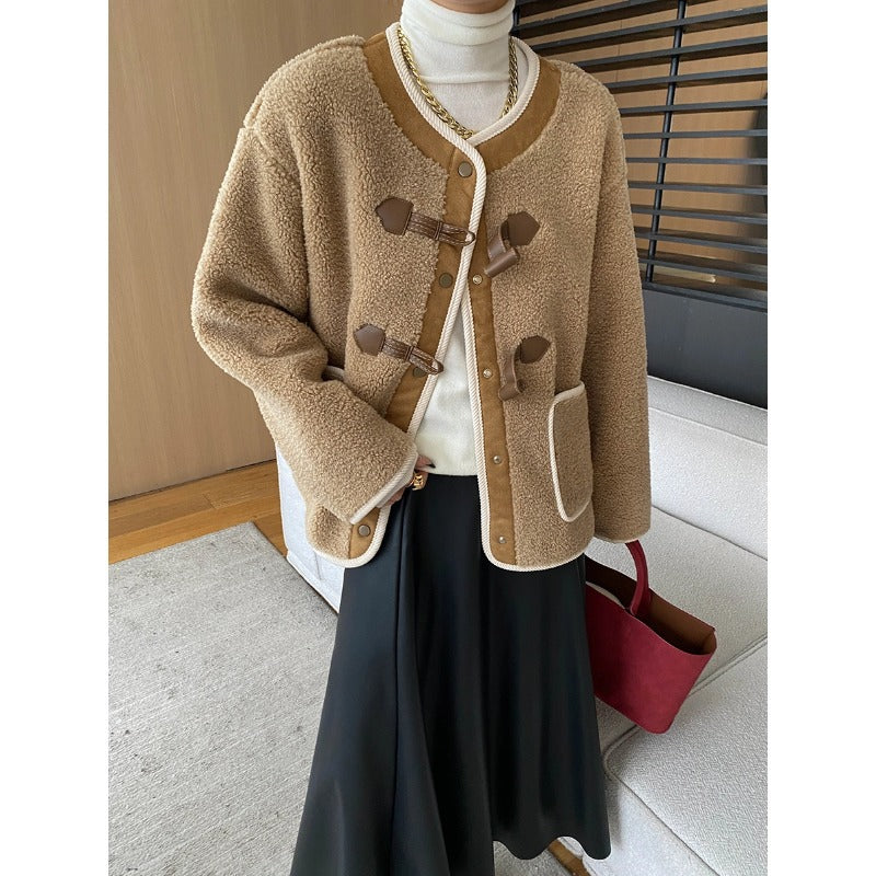 Damen Fleecejacke Kuschelig Dekorative Knöpfe Elegant Eveloria