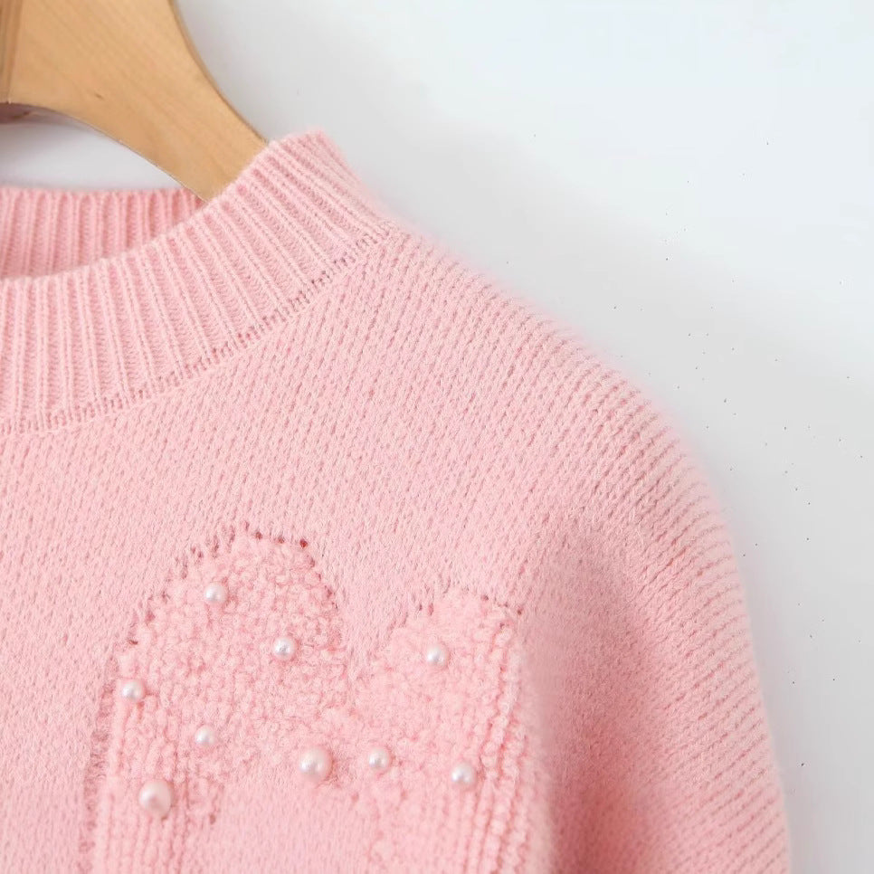 Damen Strickpullover mit Herzen Eveloria