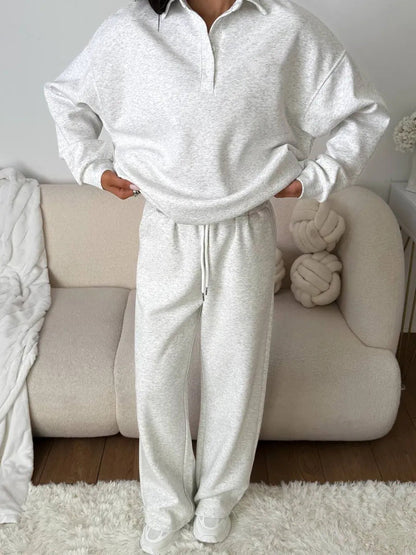 Damen Poloshirt Jogginghosen Set Eveloria Lässig