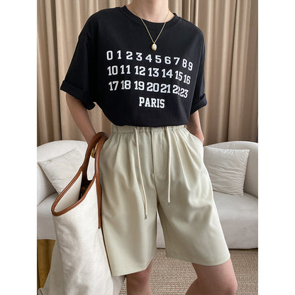 Damen T-Shirt Rundhalsausschnitt mit Aufdruck Baumwolle
