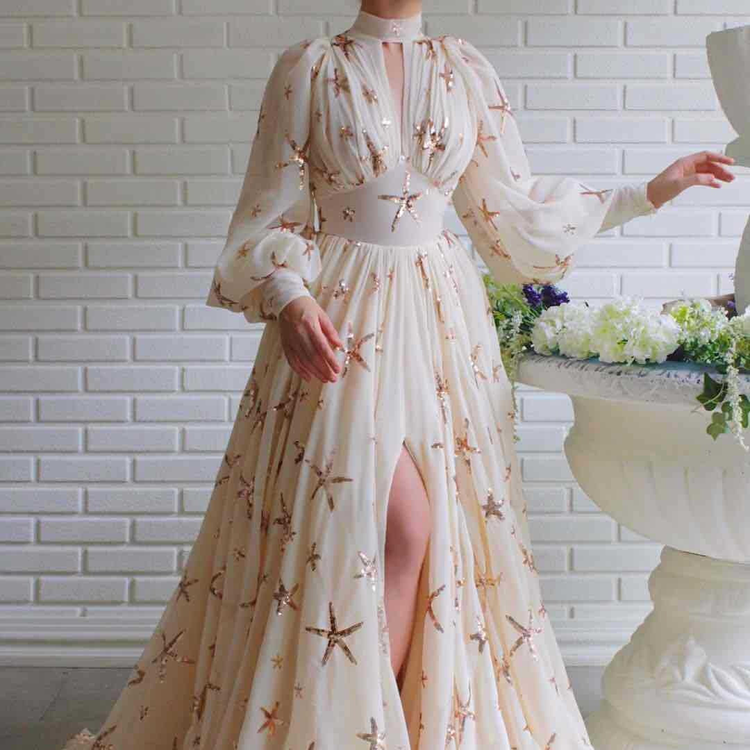 Damen Abendkleid mit Pailletten und Transparenz Eveloria - Eveloria