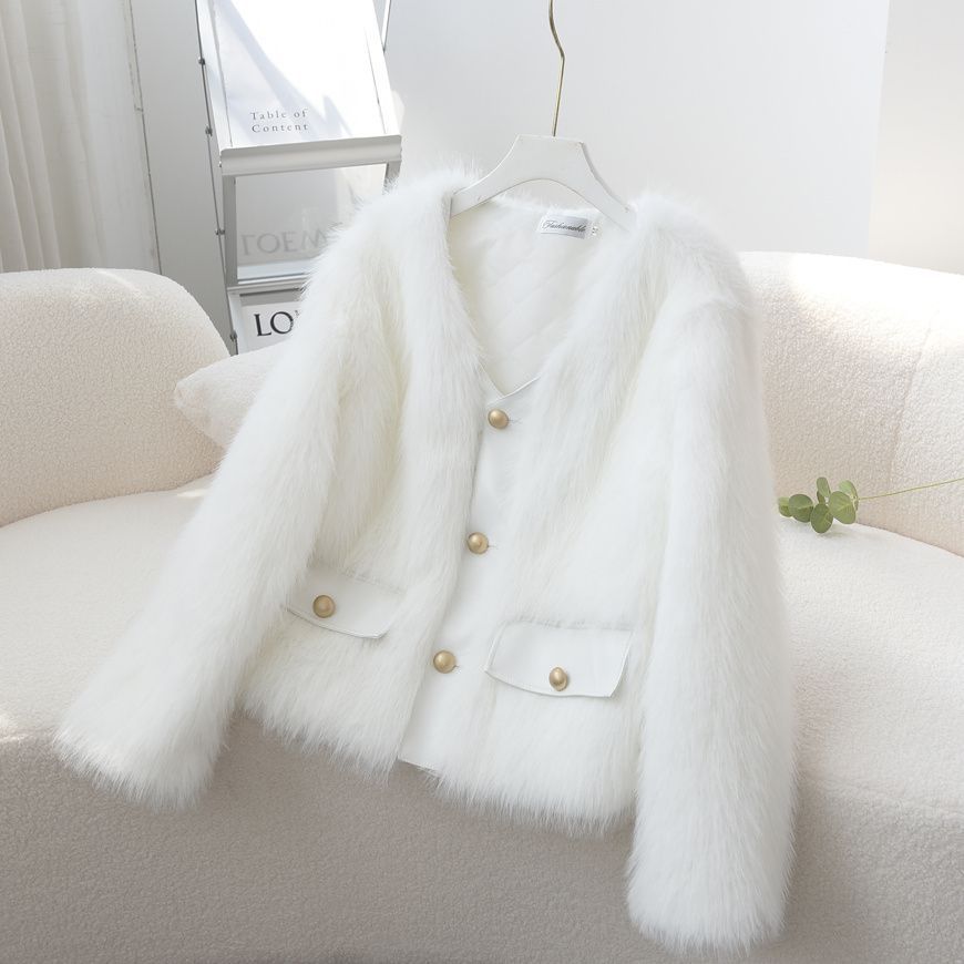 Damen Fuzzy Pelzjacke Eveloria - Eveloria