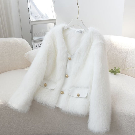 Damen Fuzzy Pelzjacke Eveloria - Eveloria