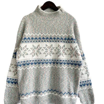 Damen Pullover Warm Gestrickt Geometrisches Muster Eveloria
