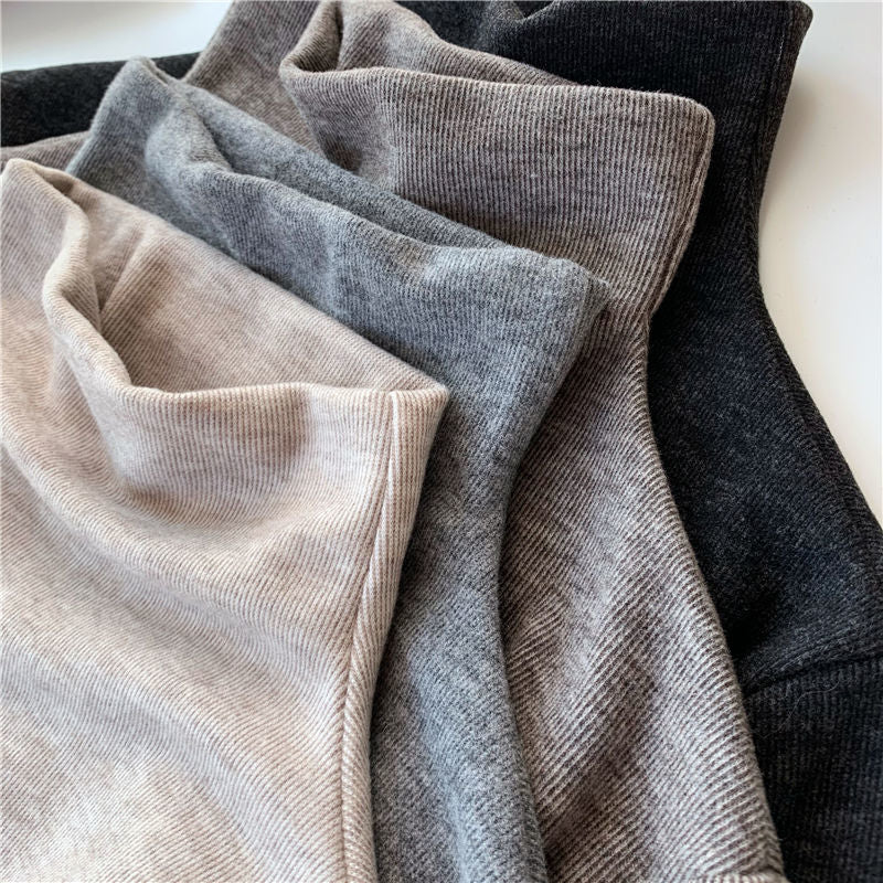 Damen Langarmshirt Hochkragen Eveloria Baumwolle Weiß