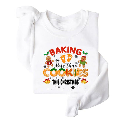 Damen Sweatshirt Weiches Fleece Weihnachtsdruck Grün