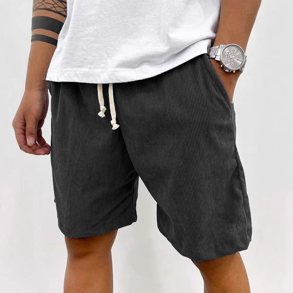 Eveloria Herren Cord Shorts Kordelzug Beige