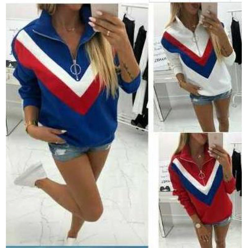 Damen Sweatpullover V-Ausschnitt Farbblockdetails Grau