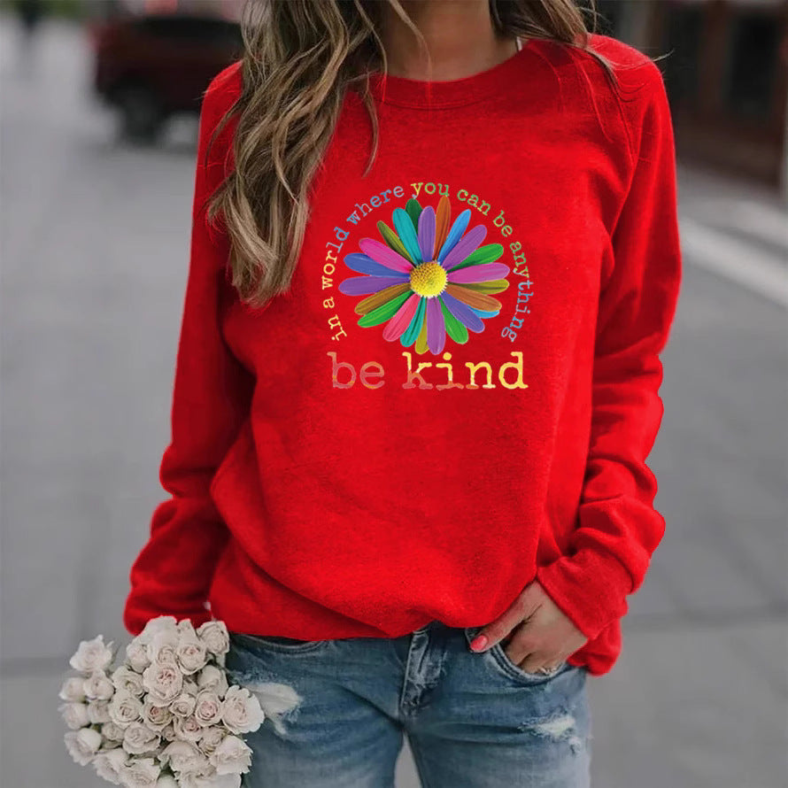 Damen Sweatshirt Bunt Blumen-Design Weich Eveloria