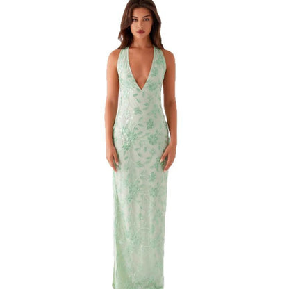 Damen Langarmkleid mit Spitze und V-Ausschnitt Floral