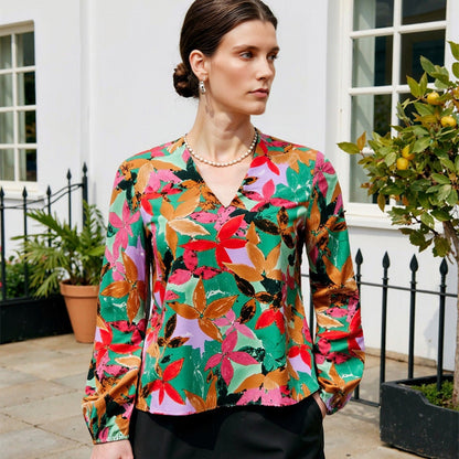 Damen Bluse Floralmuster Weiches Jersey - Eveloria