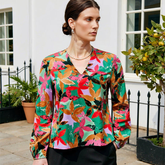 Damen Bluse Floralmuster Weiches Jersey - Eveloria